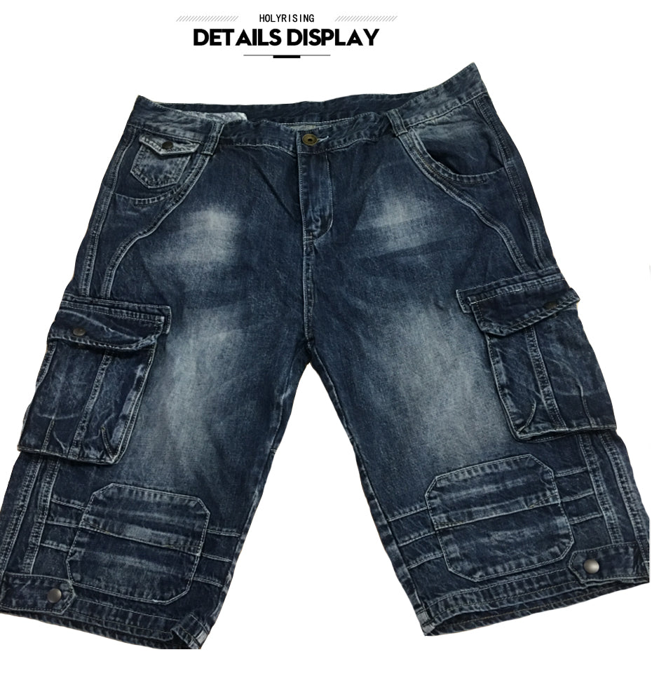 Rock Style Men cargo shorts / Washed denim / Alternative fashion clothing - HARD'N'HEAVY