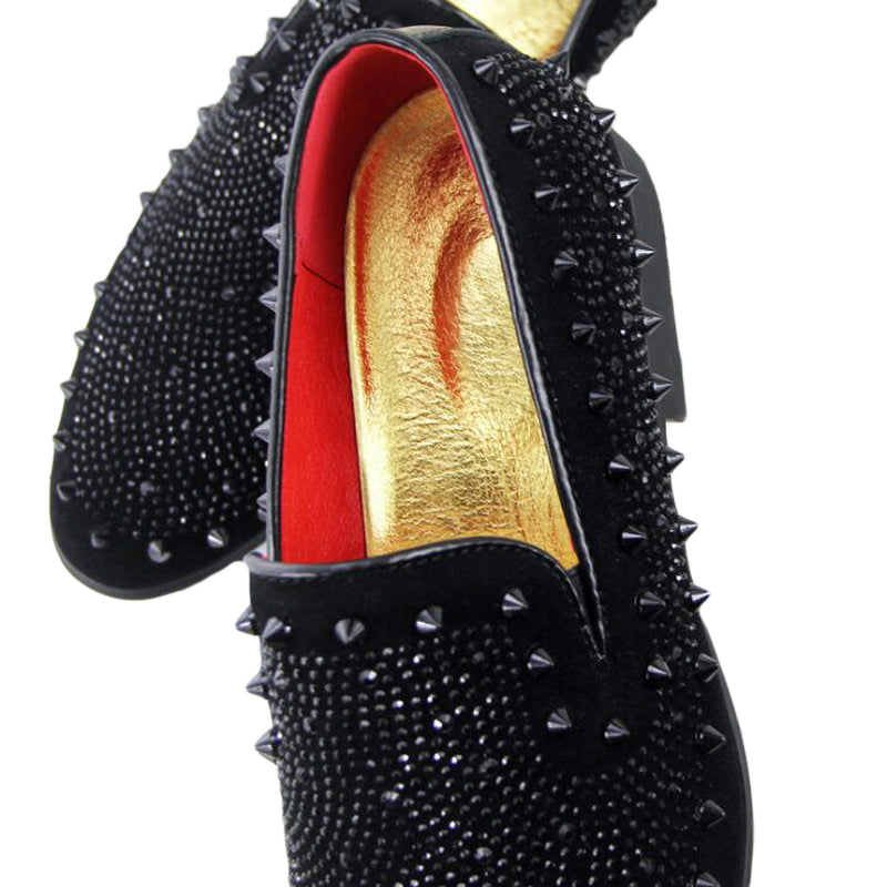 Rock Style Men Loafers / Shoes with Rhinestone Rivets / Edgy Clothing - HARD'N'HEAVY