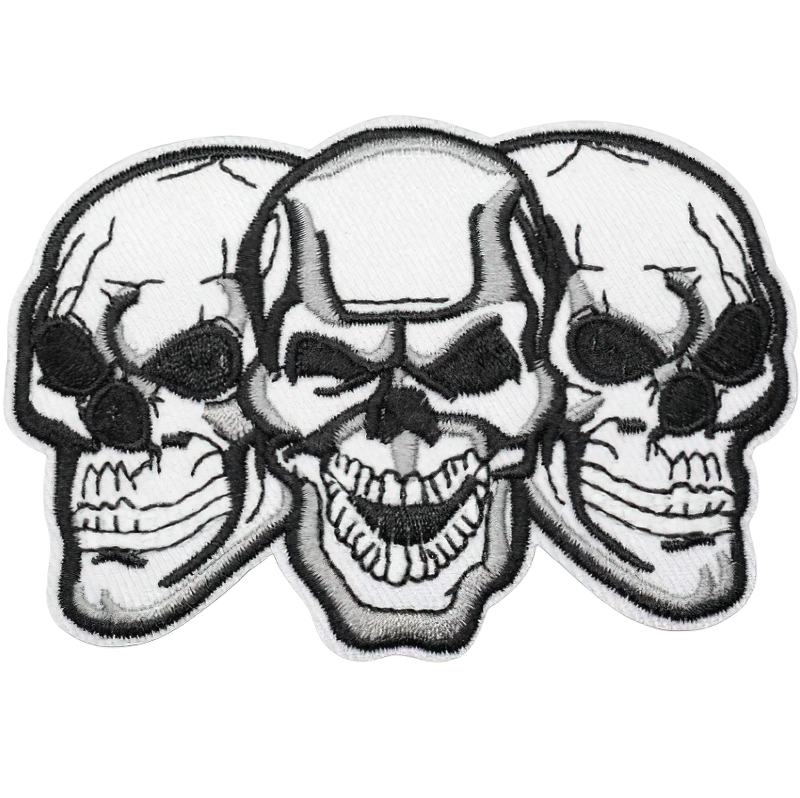 Rock Style Patch For Clothing Of Three Gothic Skull / Alternative Fashion Accessory - HARD'N'HEAVY