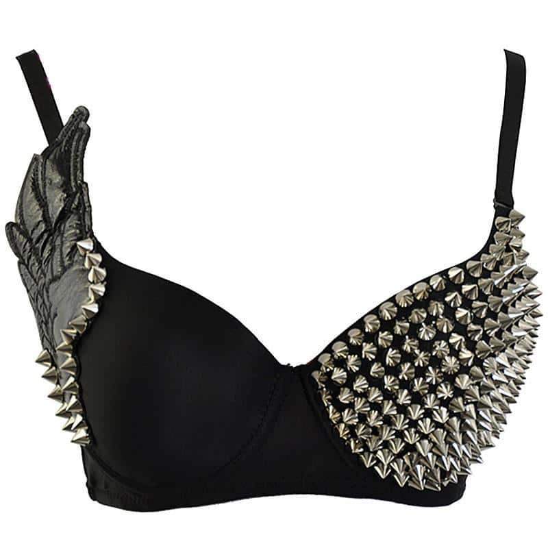 ROCK Style Sexy Punk Push-Up Bra / Rivet Studded Bra Top / Women Brassiere With Wing - HARD'N'HEAVY