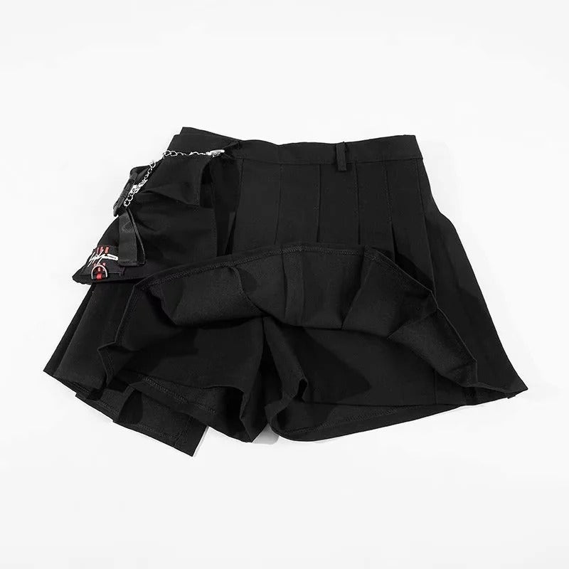 Rock Style Women's Skirt / Plaid Street Style Side Pockets Design Mini Pleated Skirt - HARD'N'HEAVY
