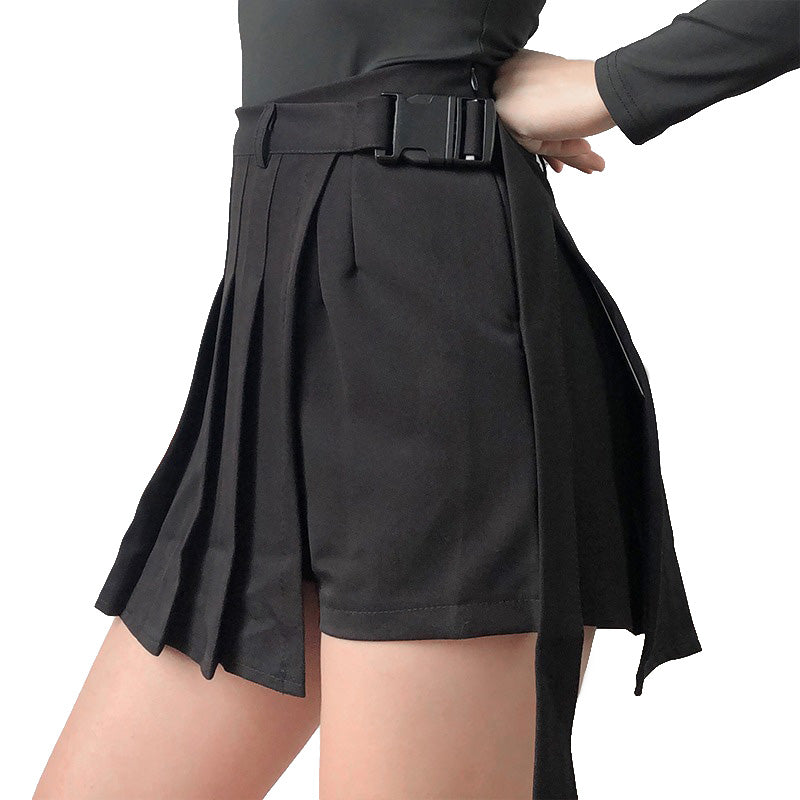 Rock Style Women's Skirt / Plaid Street Style Side Pockets Design Mini Pleated Skirt - HARD'N'HEAVY
