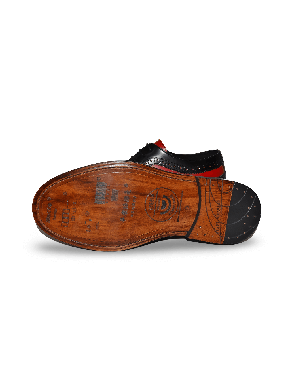 Chaussures Derby à lacets noires et rouges de style Rockabilly pour hommes