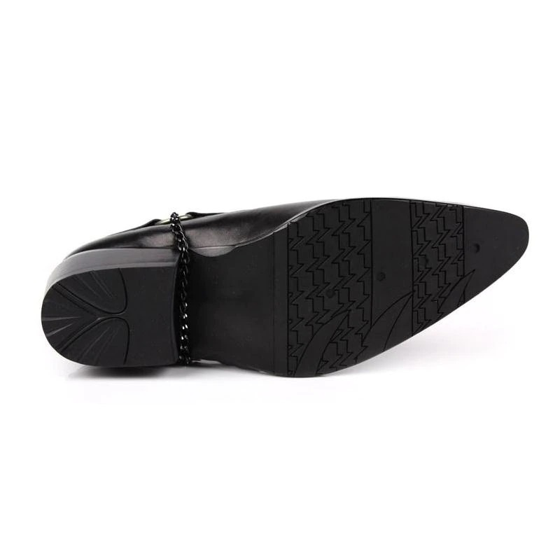 Rocker Chick Buckle Solid Shoes / High Heels Men's Boots / Thick Pointed Toe Ankle Boots - HARD'N'HEAVY