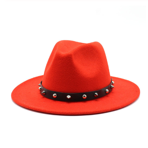 Rock'n'Roll Elegant Hat With Rivet Ribbon / Wool Fedora With Punk Rivets / Grunge Outfits - HARD'N'HEAVY