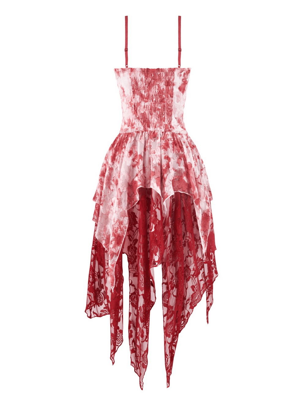 Romantic Gothic Lace Dress with Asymmetric Handkerchief Hem
