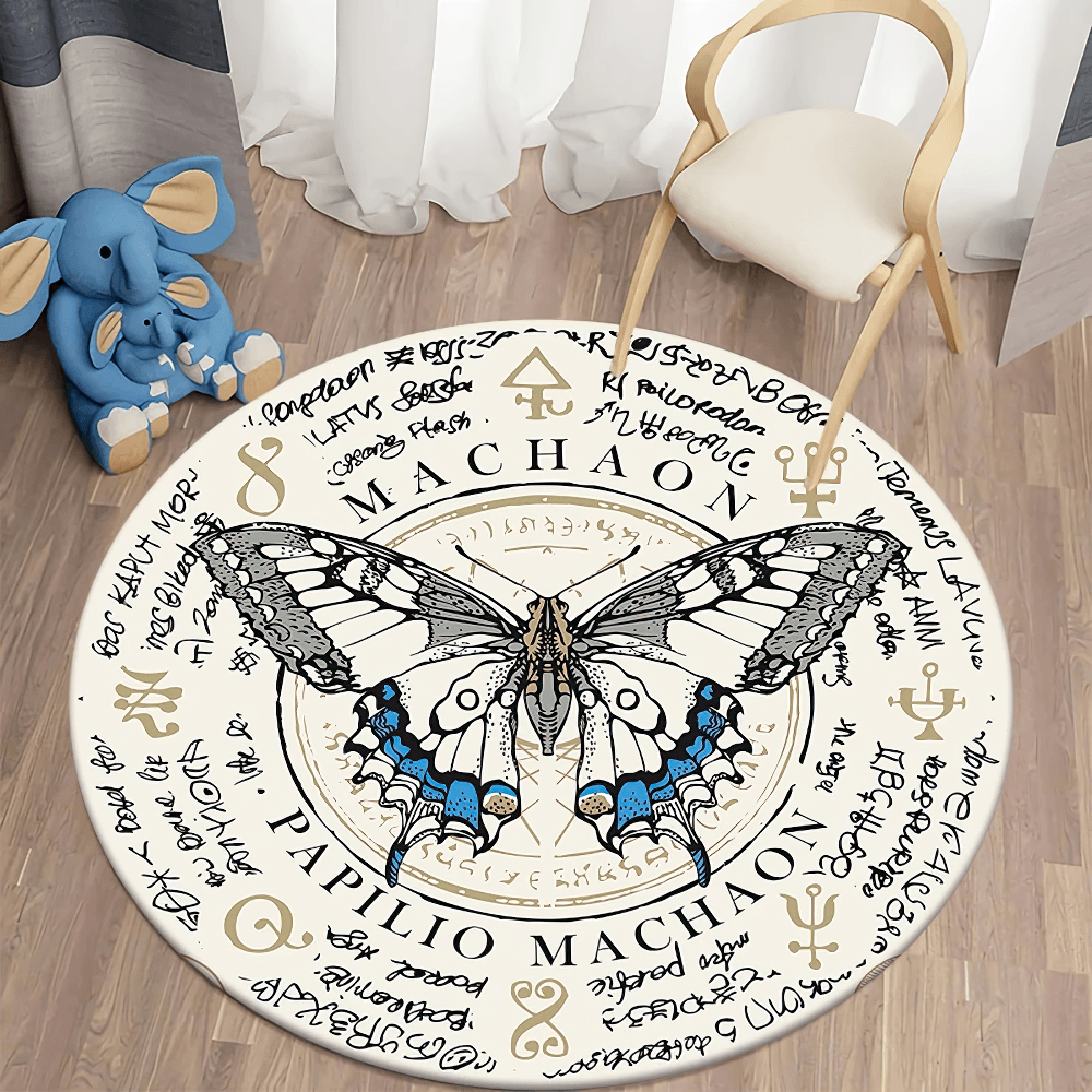 Runder Gothic Death Moth Teppich für dunkle Raumdekoration