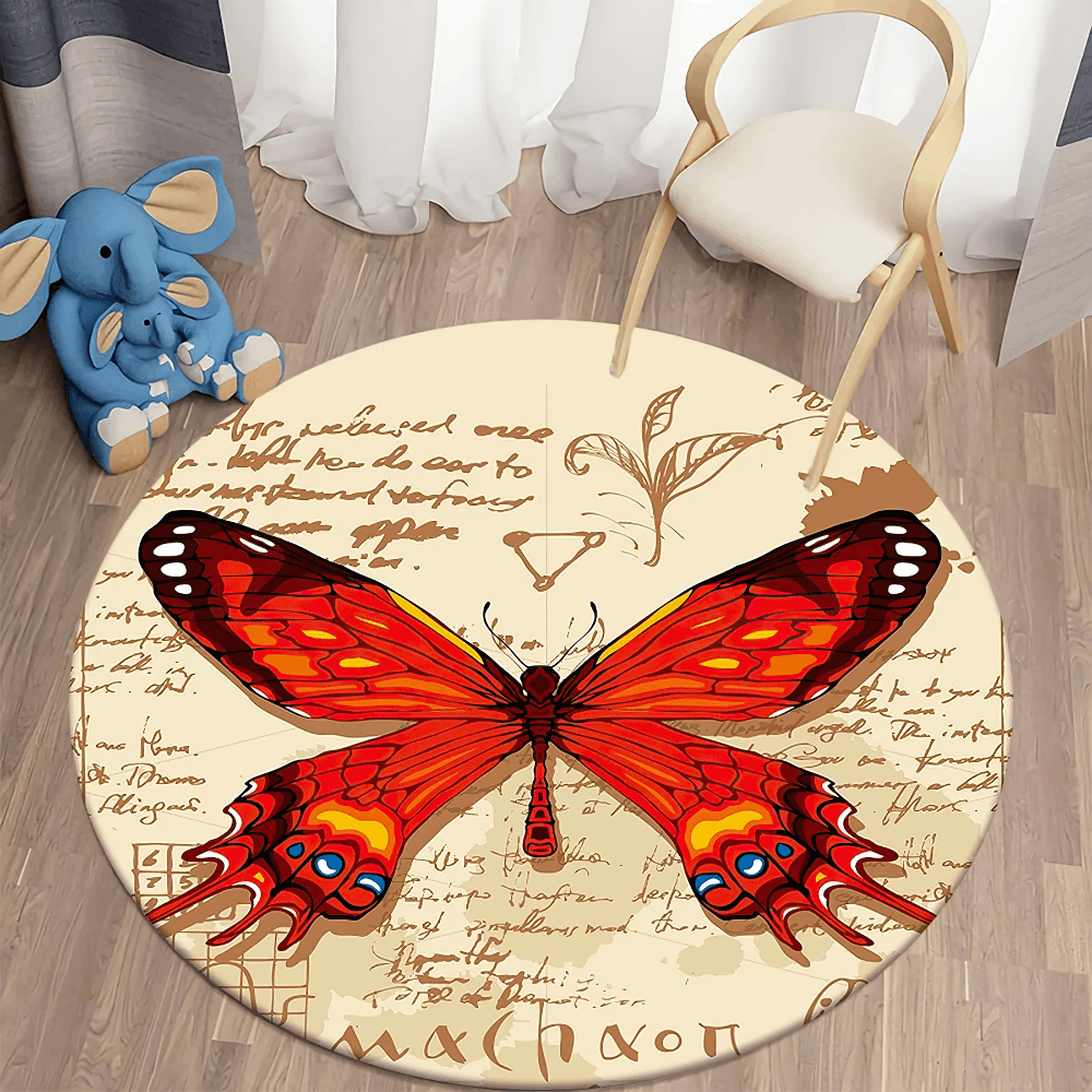 Runder Gothic Death Moth Teppich für dunkle Raumdekoration
