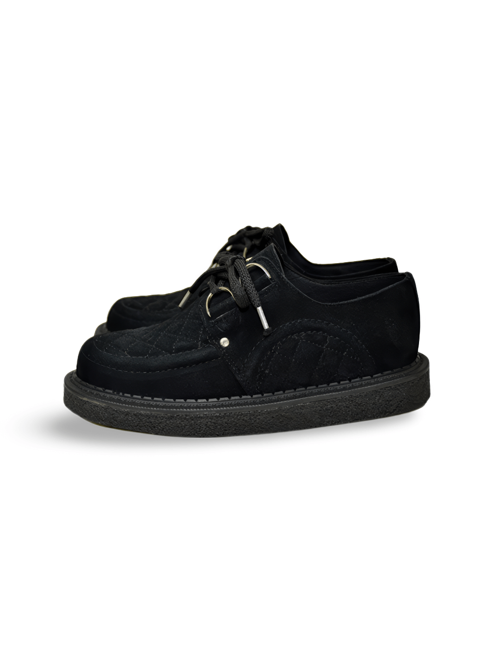 Round Toe Creepers Shoes in Navy and Black Colors Suede