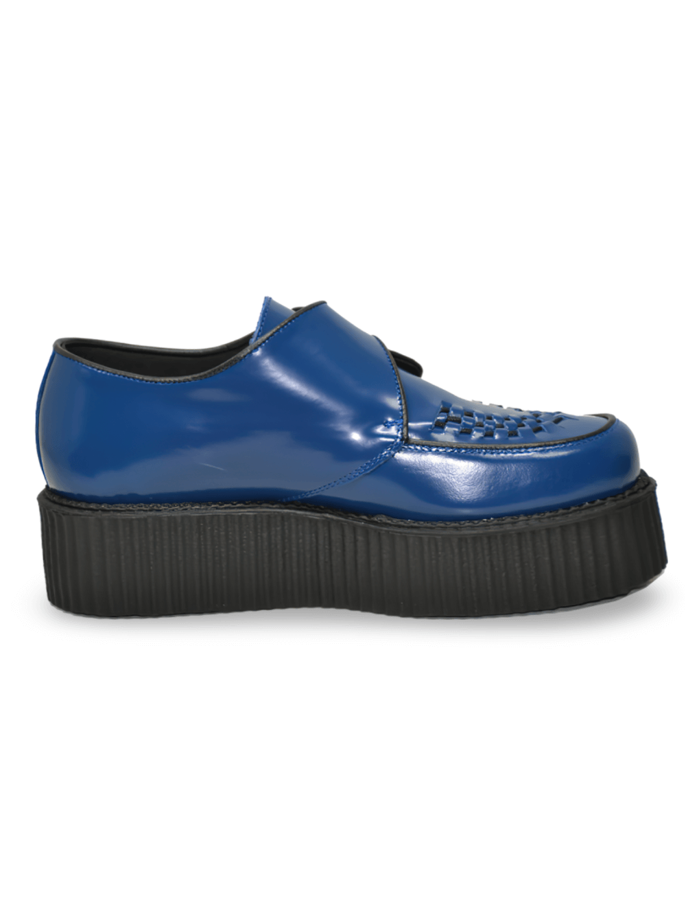 Round Toe Leather Creepers with Buckle and Double Sole
