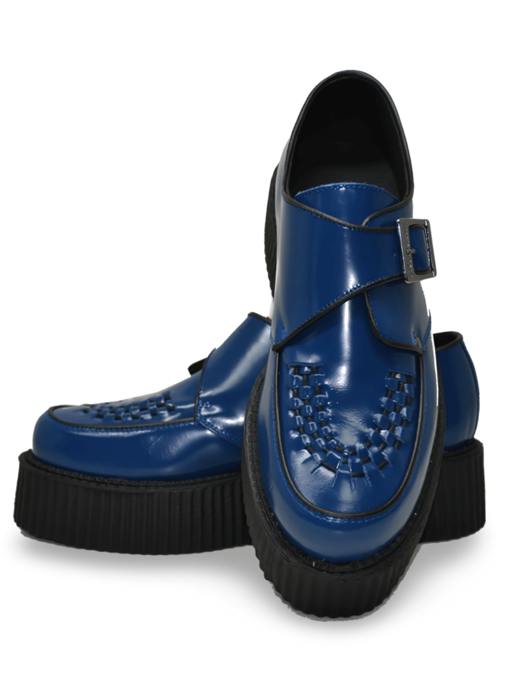 Round Toe Leather Creepers with Buckle and Double Sole