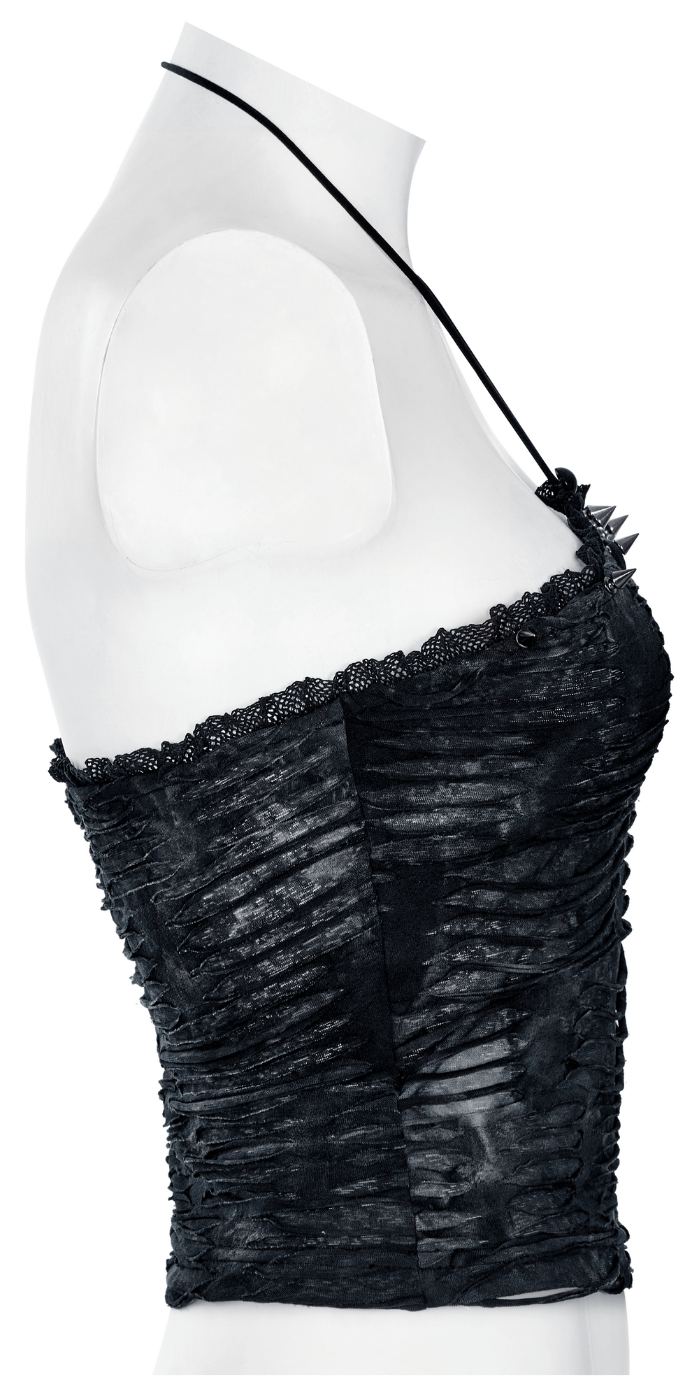 Ruched Gothic Bustier Camis with Lace and Rivet Details - HARD'N'HEAVY