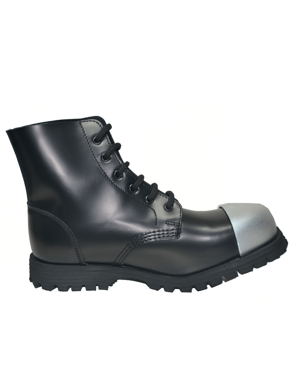Rugged Black 6 Eyelet Lace-Up Ranger Boots with Steel Toe