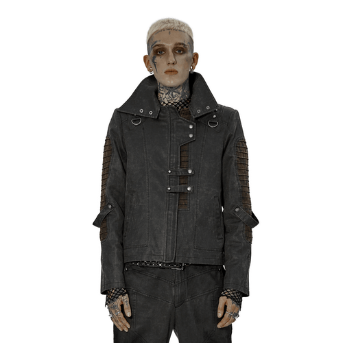 Rugged Distressed Leather-Look Urban Jacket