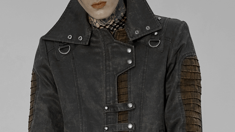 Rugged Distressed Leather-Look Urban Jacket - HARD'N'HEAVY