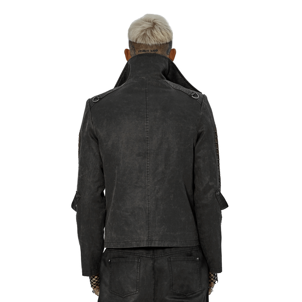 Rugged Distressed Leather-Look Urban Jacket - HARD'N'HEAVY