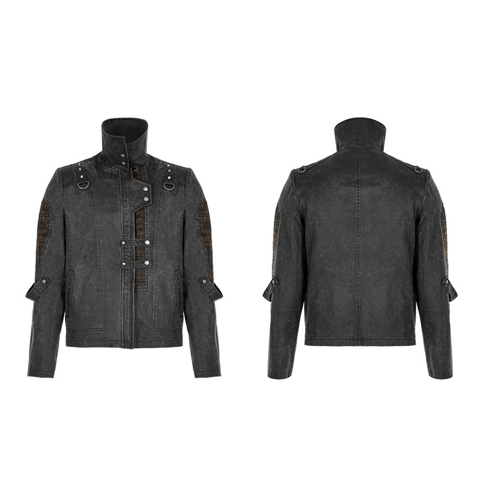 Rugged Distressed Leather-Look Urban Jacket - HARD'N'HEAVY