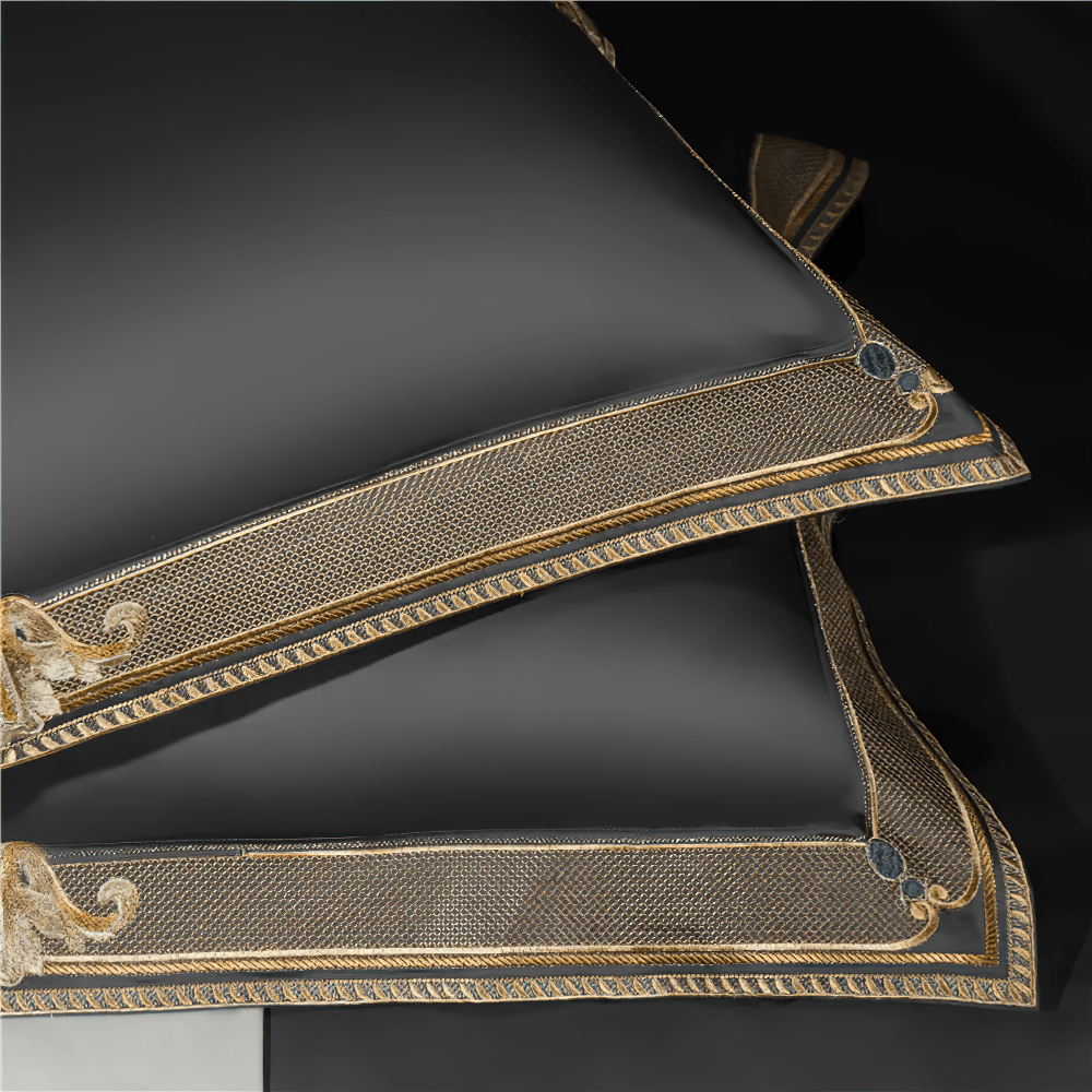 Satin Egyptian Cotton Bedding Set With Gold Embroidery