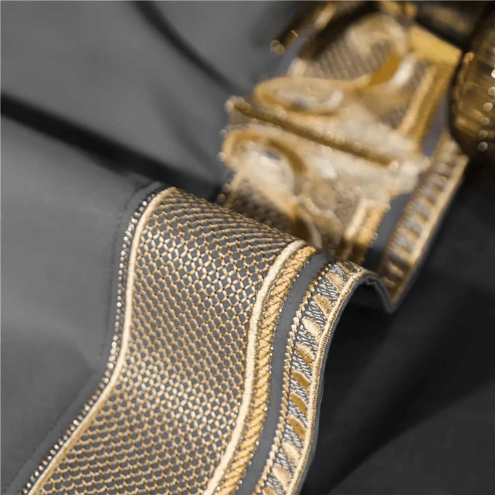 Satin Egyptian Cotton Bedding Set With Gold Embroidery