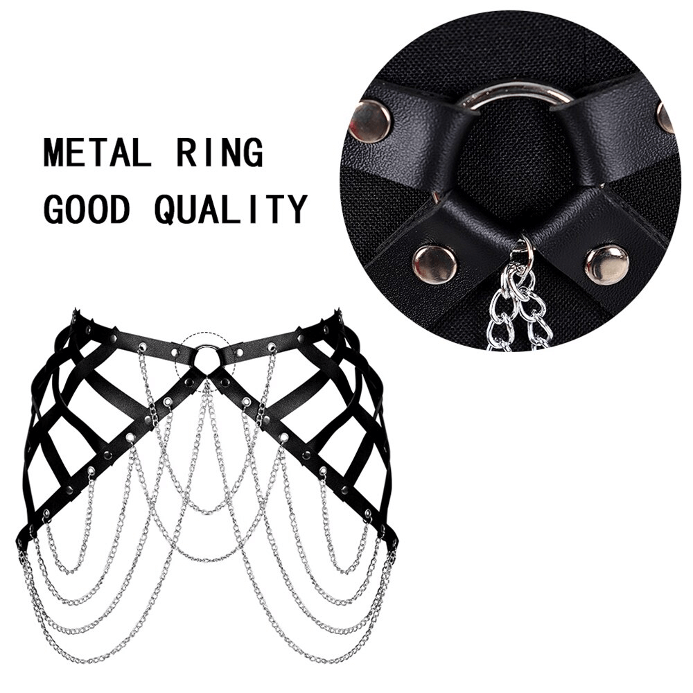 Sexy Adjustable Leather Bondage with Chains / Punk Goth Women's Garter Belt - HARD'N'HEAVY