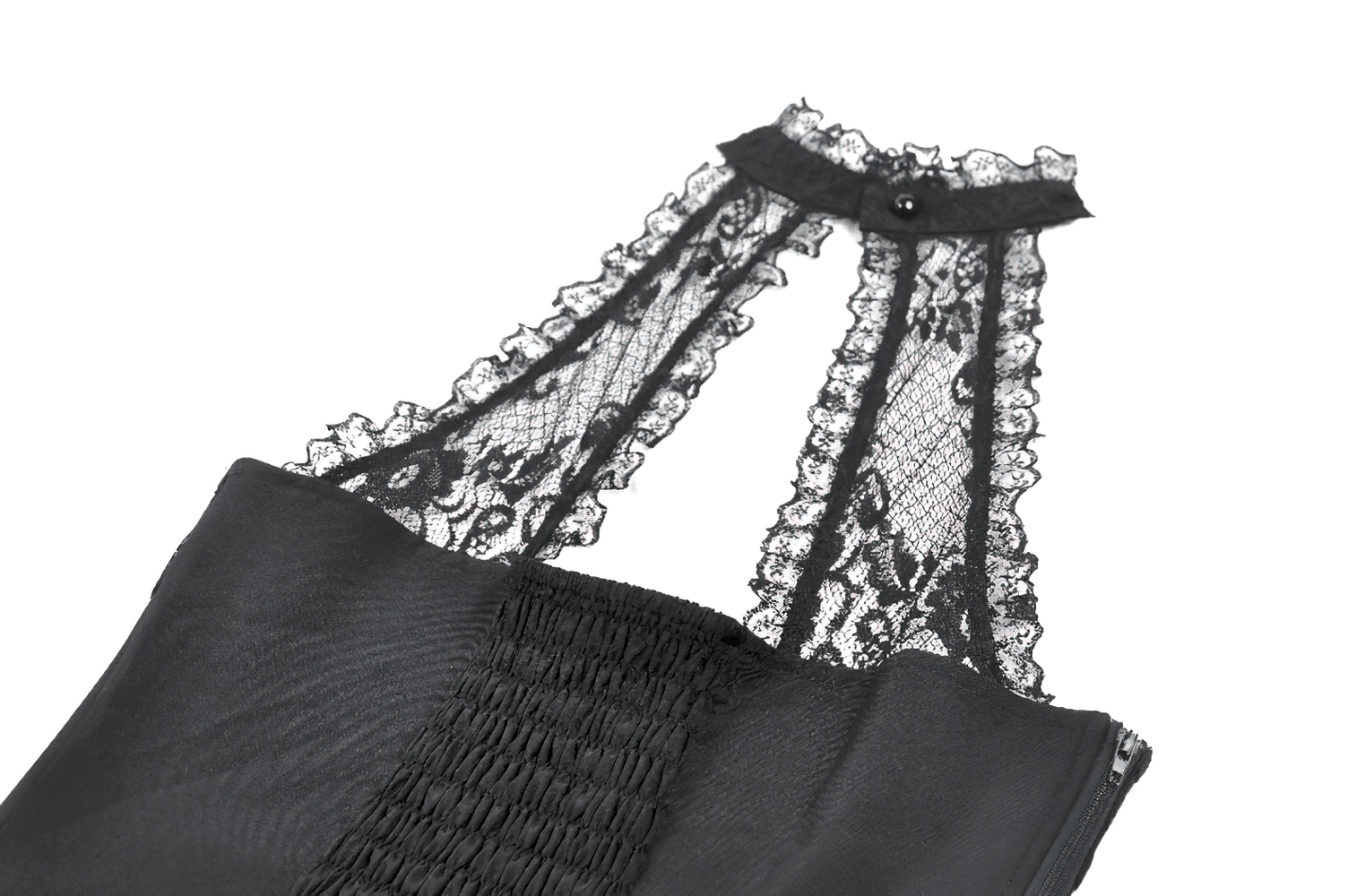 Sexy Black Gothic Lace Halter Top with Rose Detail