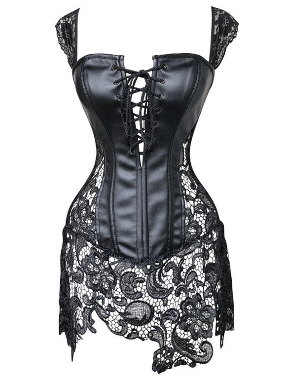Gothic lace sexy body bustier corset with adjustable straps, romantic and fashionable lingerie.