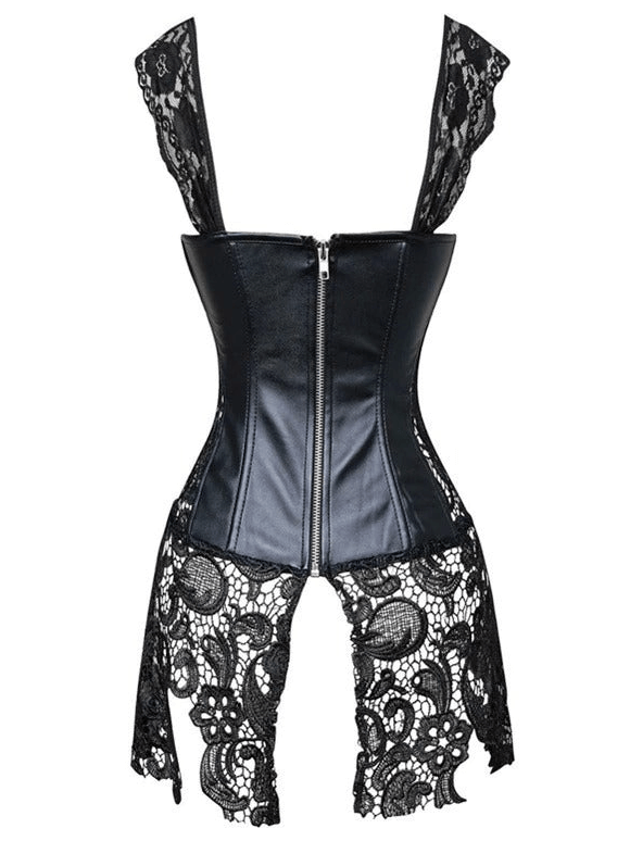 Gothic lace body bustier with adjustable straps and elegant design, perfect for a romantic and fashionable look.