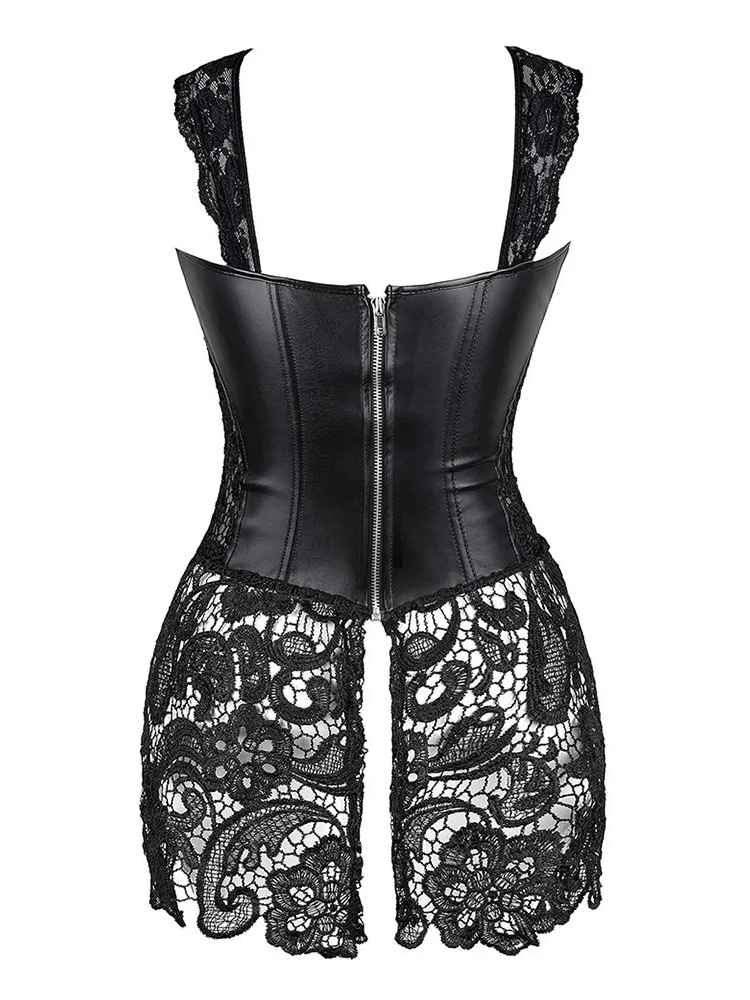 Sexy Gothic Lace Body Bustier with adjustable straps and intricate lace design for a romantic, chic look.
