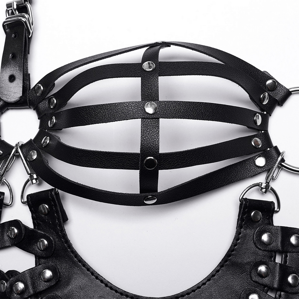 Sexy Faux Leather Gothic Strapped Bustier Top