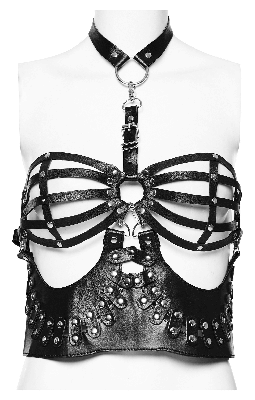Sexy Faux Leather Gothic Strapped Bustier Top