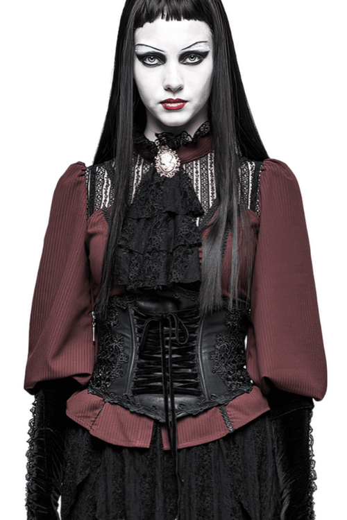 Sexy Gothic Schwarzer Korsettgürtel mit Blumenstickerei