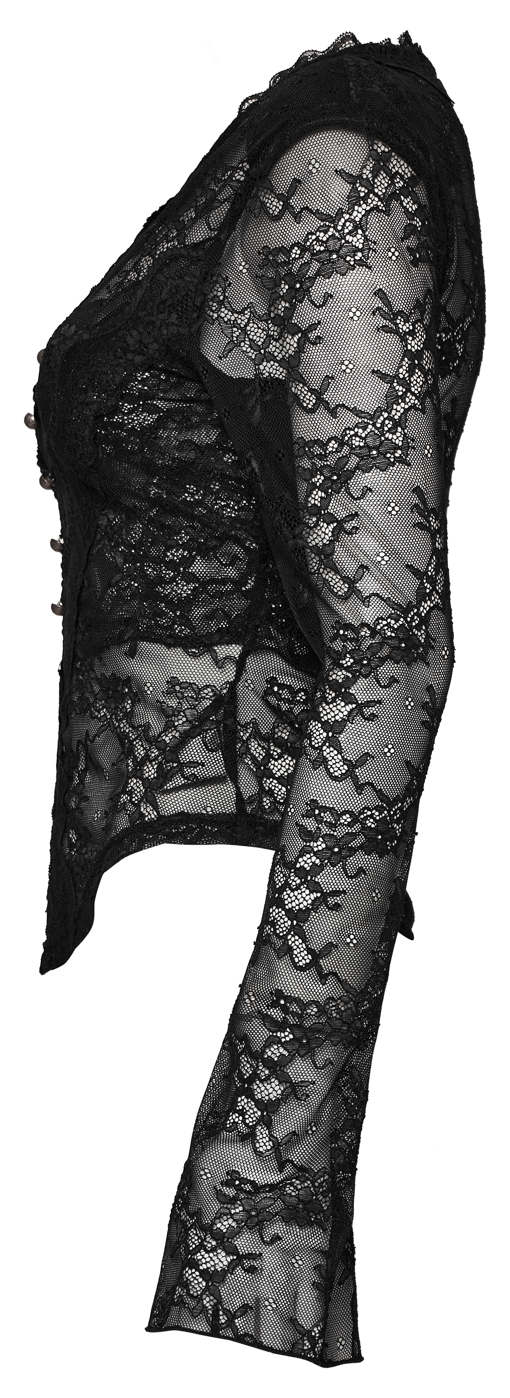 Sexy Gothic Black Lace V-Neck Long Sleeve Top