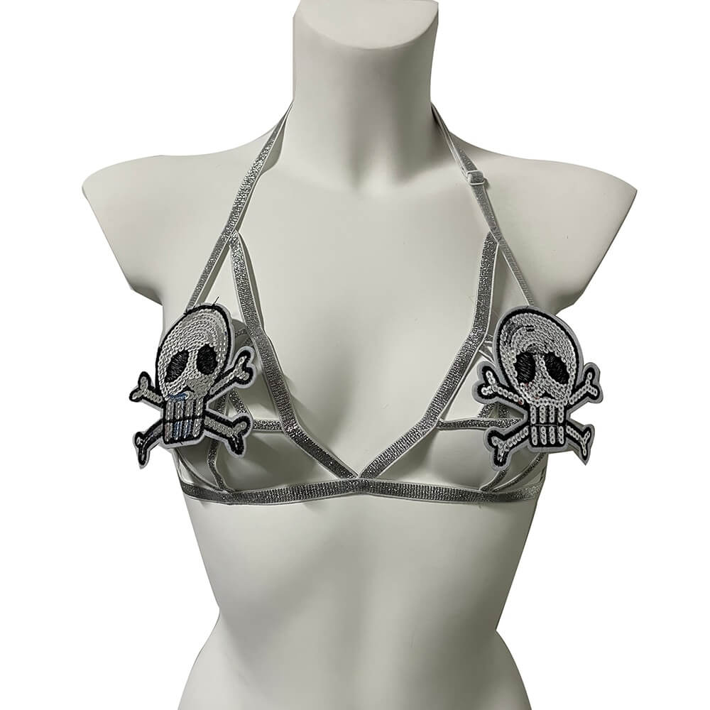 Sexy Gothic Body Harness for Women / Erotic Female Cupless Elastic Harness Bra - HARD'N'HEAVY