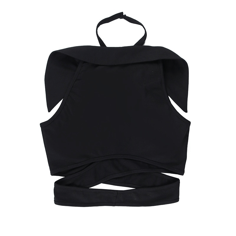 Sexy Gothic Sleeveless Crop Top with Pentagram Front / Alternative Women's Clothing - HARD'N'HEAVY