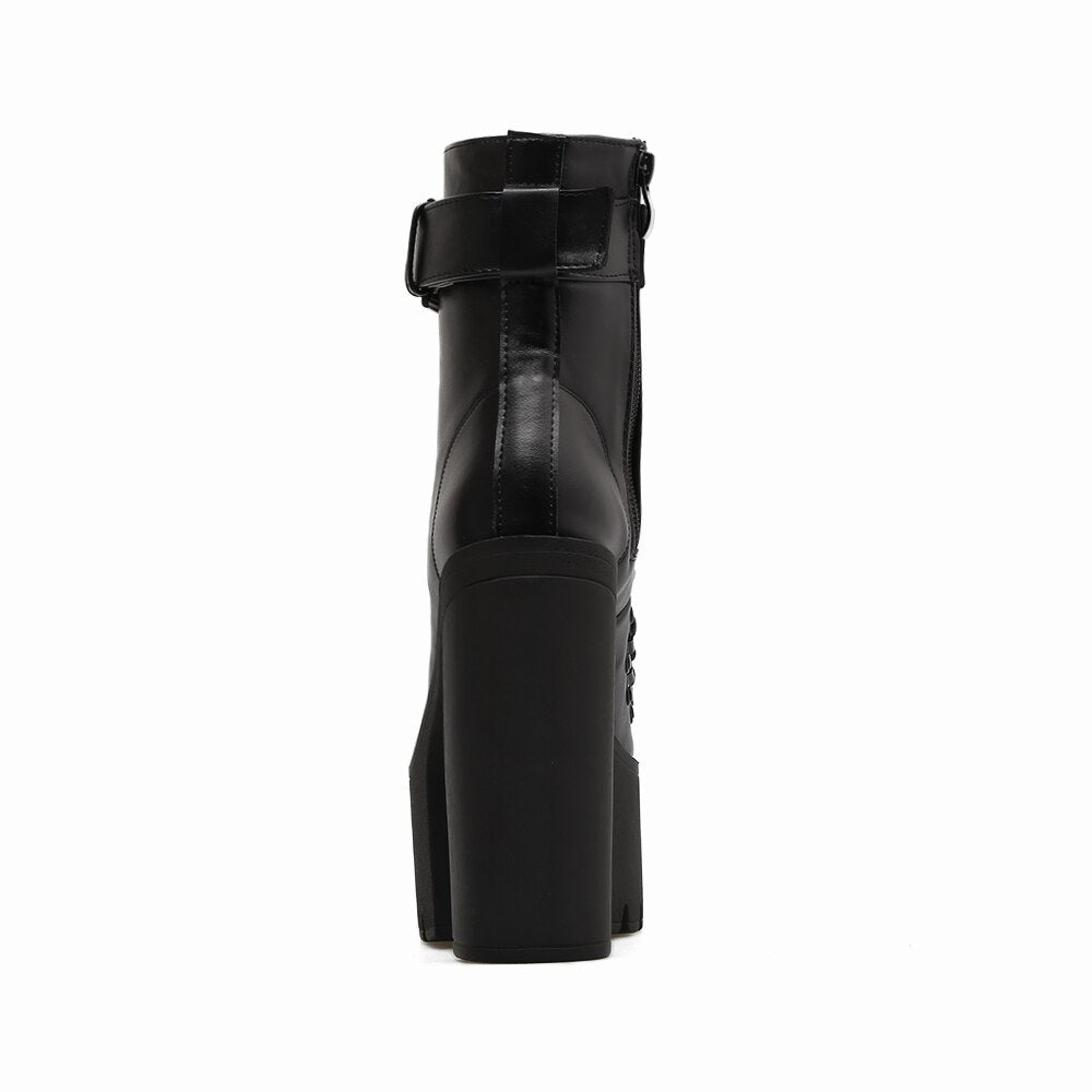 Sexy High Heel Womens Boots / Classic Waterproof Black Platform Boots - HARD'N'HEAVY