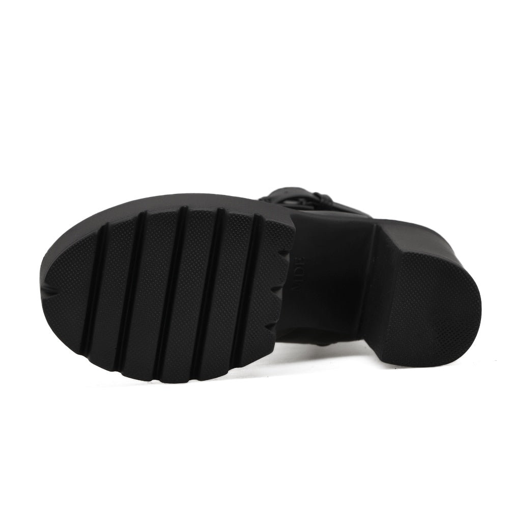Sexy High Heel Womens Boots / Classic Waterproof Black Platform Boots - HARD'N'HEAVY