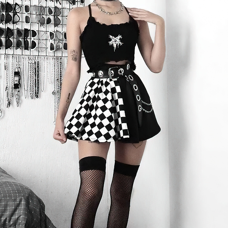 Sexy High Waist Mini Skirt With Plaid Pattern For Women / Aesthetic Summer Streetwear - HARD'N'HEAVY