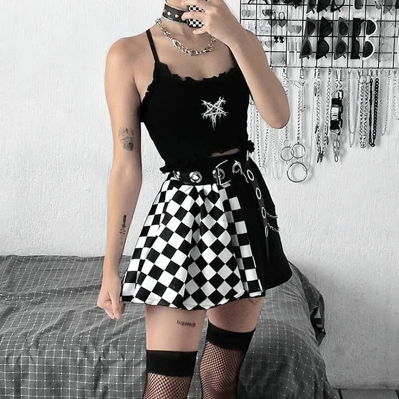 Sexy High Waist Mini Skirt With Plaid Pattern For Women / Aesthetic Summer Streetwear - HARD'N'HEAVY