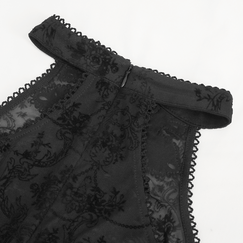 Sexy hollow-out shoulder top with intricate lace detailing and elegant trumpet sleeves.