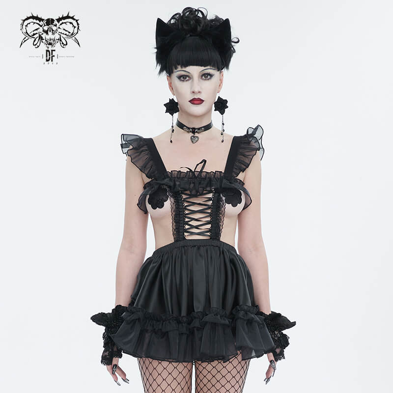  Sexy Gothic Lingerie for Women Lace Hollow See-Through