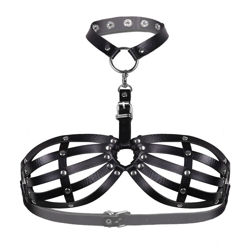 Sexy Leather Bra Harness / Bra Garter Body Cage Straps Belts For Women / Erotic Waistband Bondage - HARD'N'HEAVY