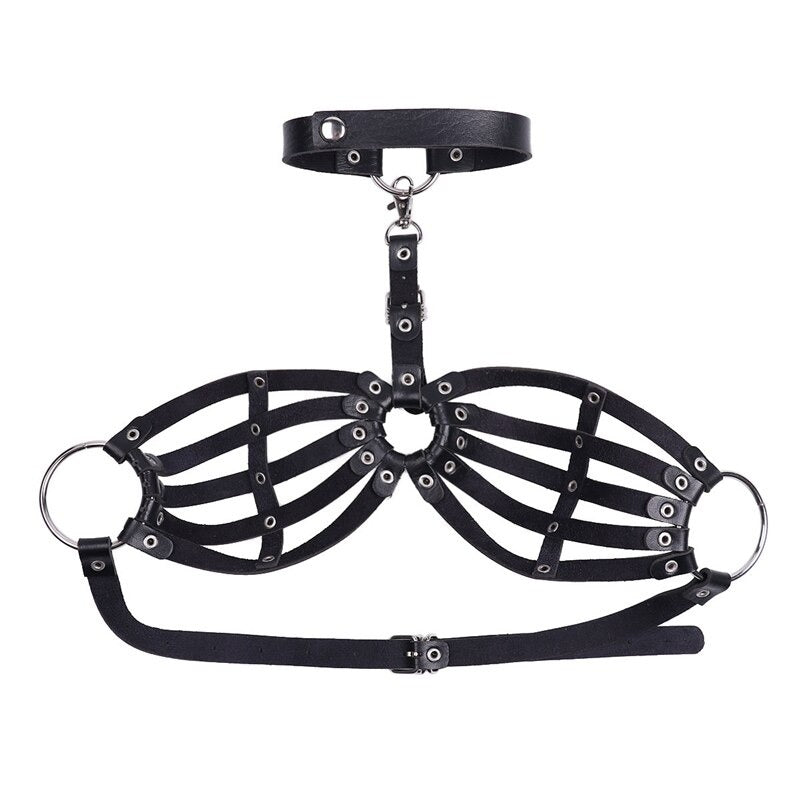 Sexy Leather Bra Harness / Bra Garter Body Cage Straps Belts For Women / Erotic Waistband Bondage - HARD'N'HEAVY
