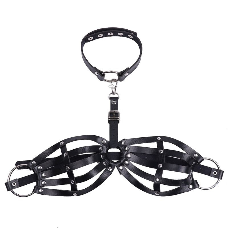 Sexy Leather Bra Harness / Bra Garter Body Cage Straps Belts For Women / Erotic Waistband Bondage - HARD'N'HEAVY