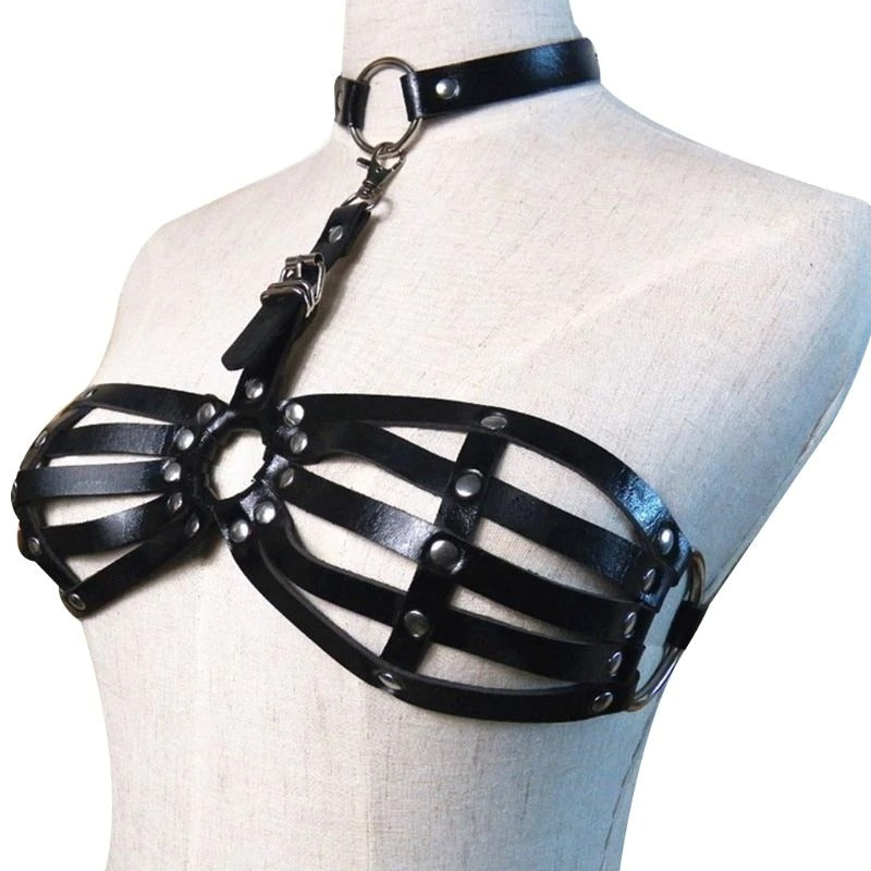 Sexy Leather Bra Harness / Bra Garter Body Cage Straps Belts For Women / Erotic Waistband Bondage - HARD'N'HEAVY