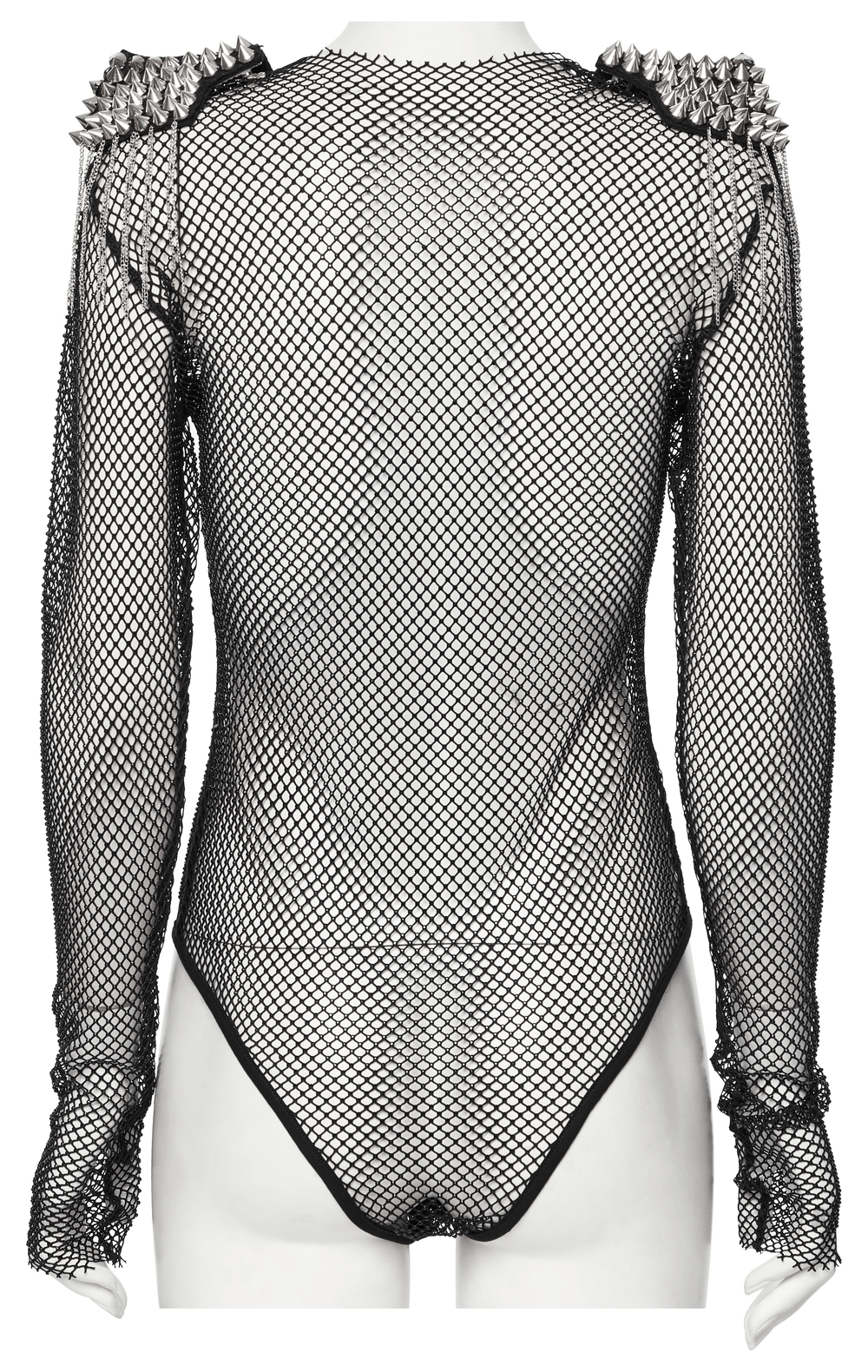 Sexy Mesh Bodysuit with Detachable Spiked Shoulders