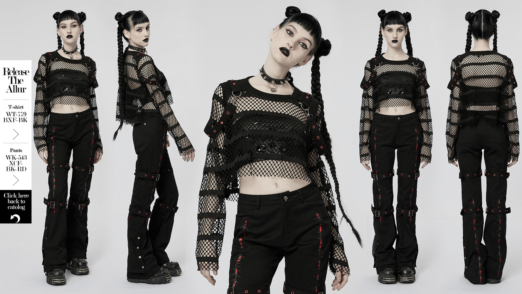 Sexy Sheer Gothic Mesh Top with Rivets - Punk Perspective