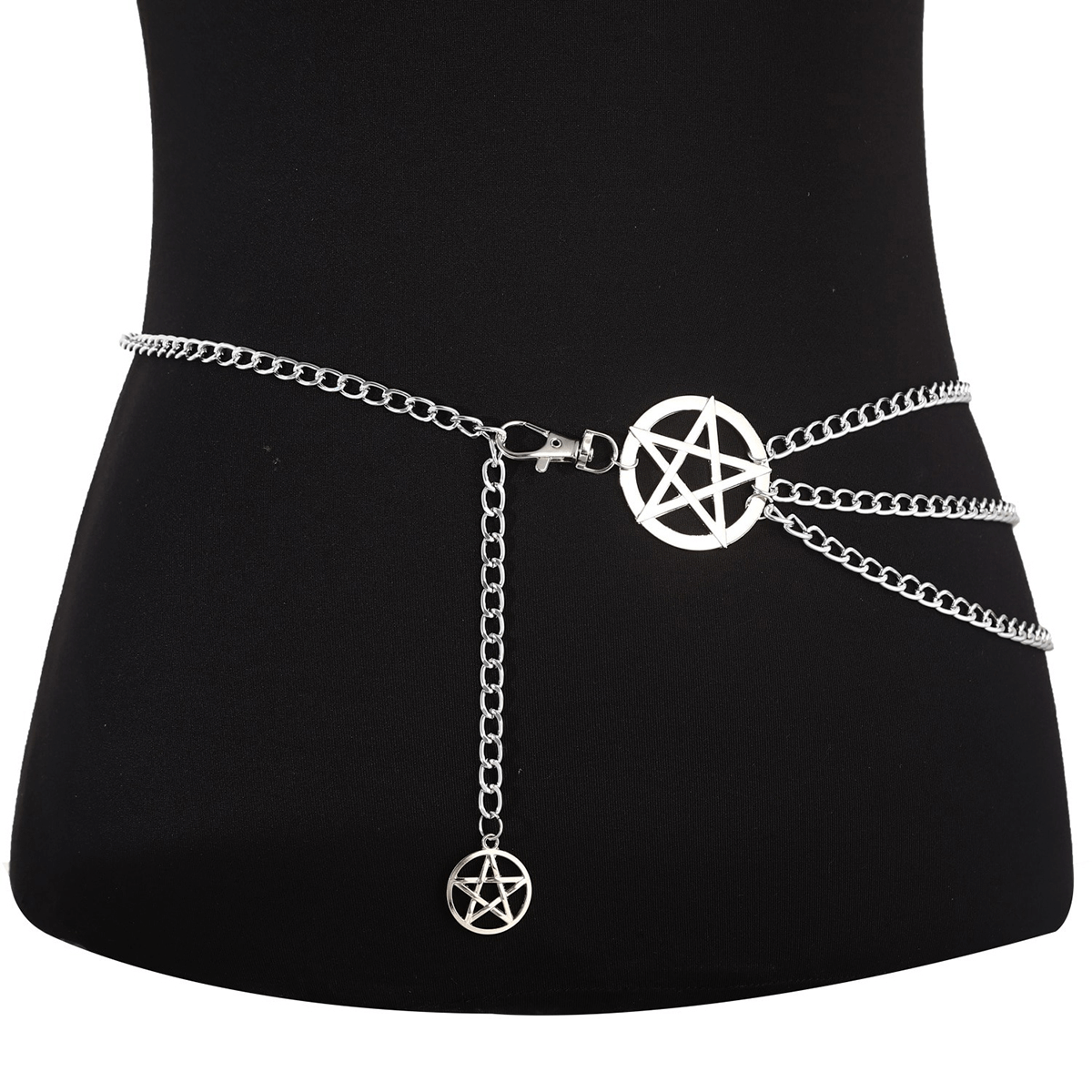 Sexy Waist Metal Chain Belt with Pentagrams / Gothic Women Body Jewelry - HARD'N'HEAVY