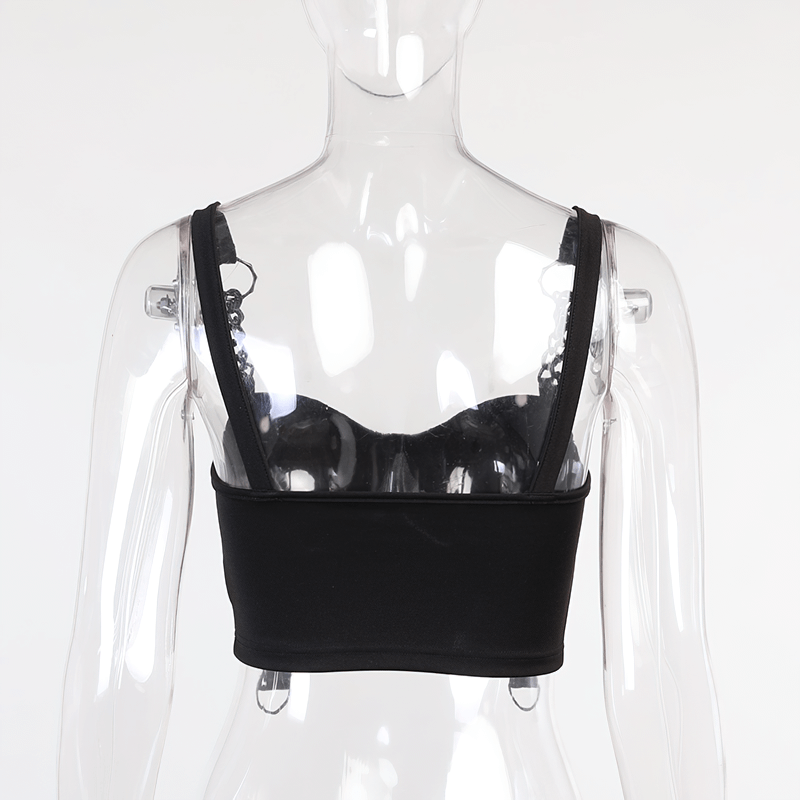 Sexy Women's Grunge Crop Top / Gothic Style Sleeveless Corset Chain Top - HARD'N'HEAVY