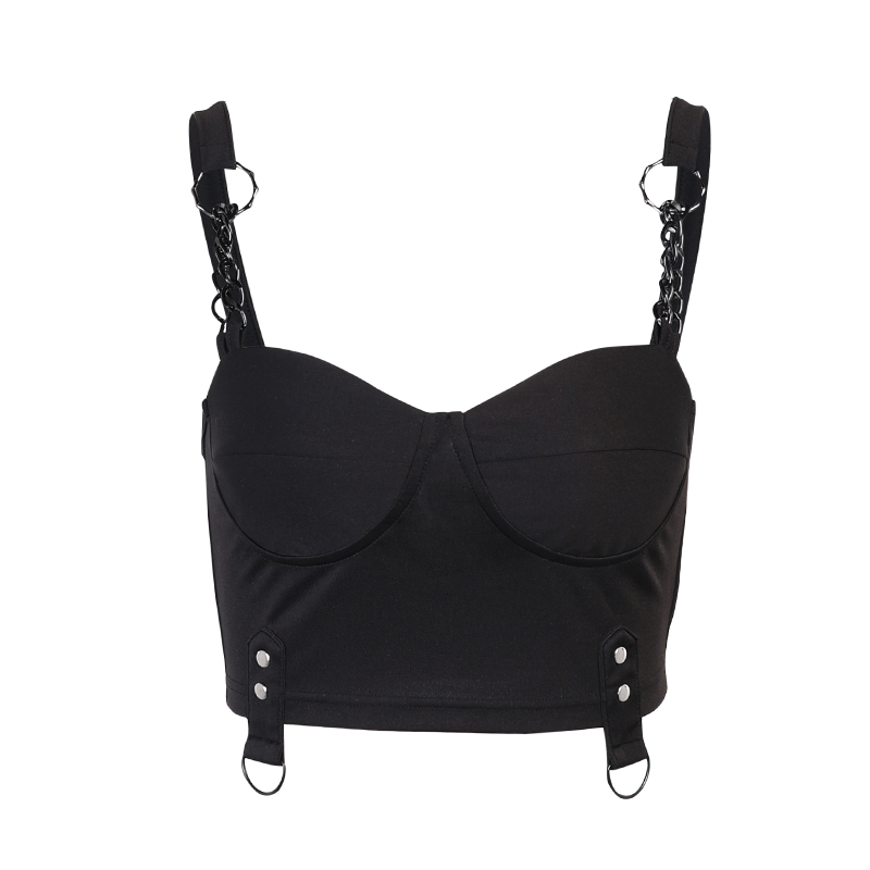 Sexy Women's Grunge Crop Top / Gothic Style Sleeveless Corset Chain Top - HARD'N'HEAVY
