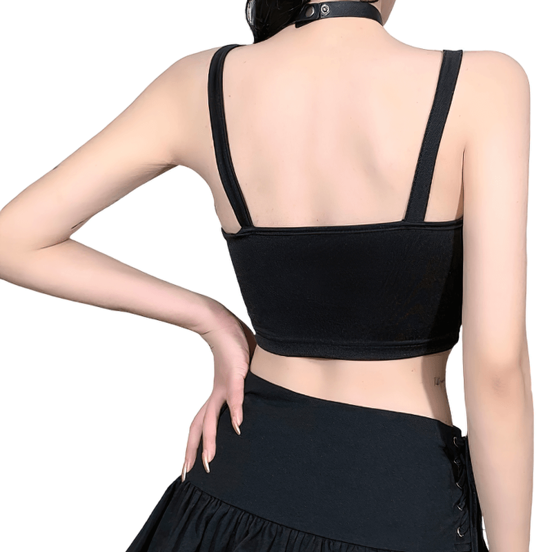 Sexy Women's Grunge Crop Top / Gothic Style Sleeveless Corset Chain Top - HARD'N'HEAVY